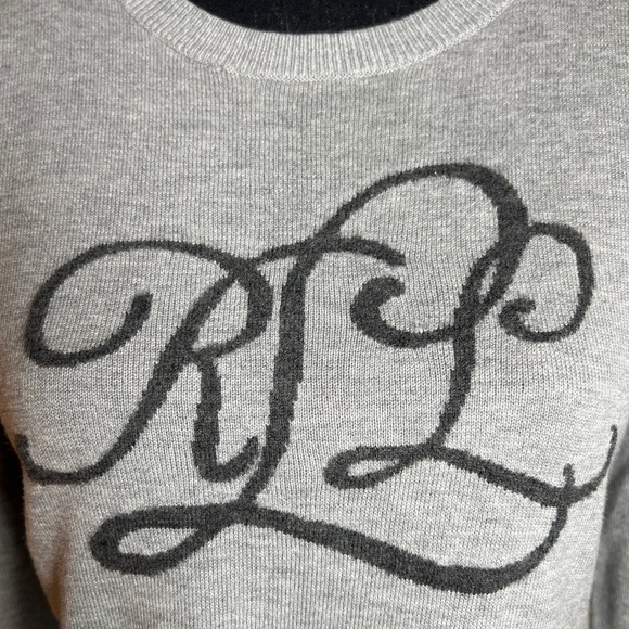 Ralph Lauren Women’s Heather Gray Monogram Crewneck Lightweight Sweater Jumper - Picture 13 of 14